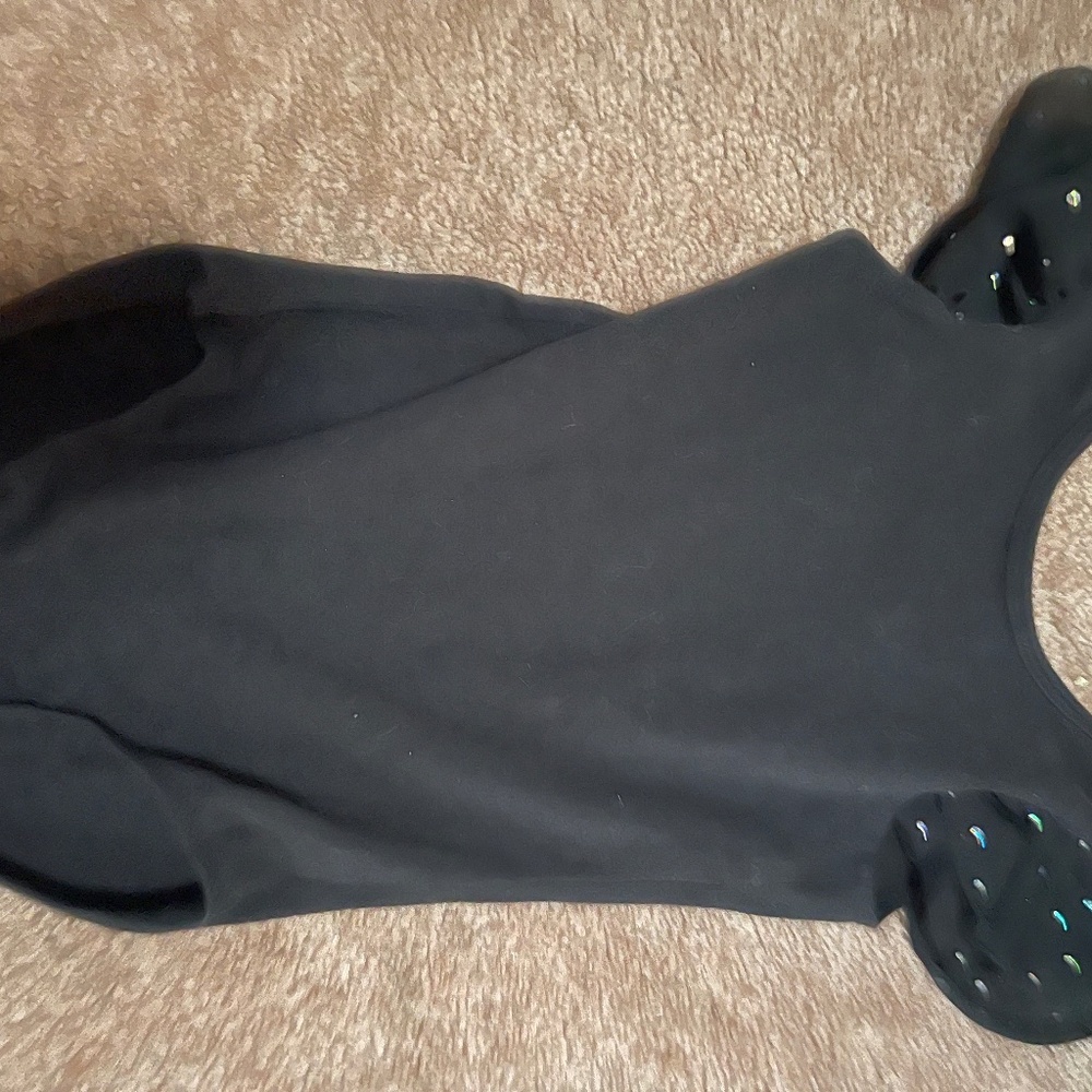 Bloch Black Leotard, Rhinestones on cap sleeves, size 120